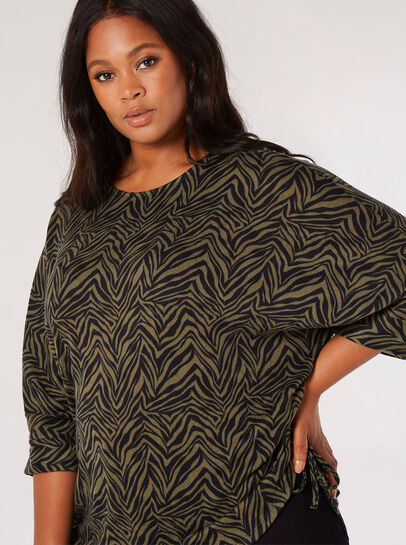 Curve Zebra Drawstring Top