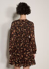Chiffon Ruffle Paisley Mini Dress, Black, large
