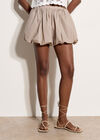 Bubble Hem Mini Shorts, Brown, large
