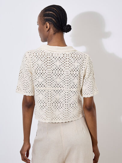 Floral Cotton Crochet Cardigan