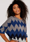 Chevron Batwing Tunic Top, Blue, large