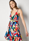 Colour Block Tiered Cami Mini Dress, Orange, large