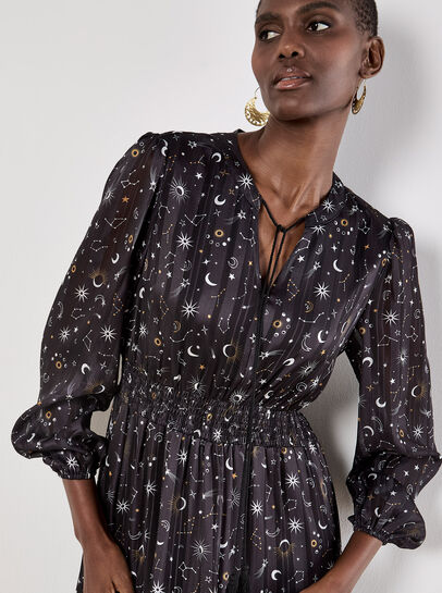Constellation Shimmer Satin Midaxi Dress