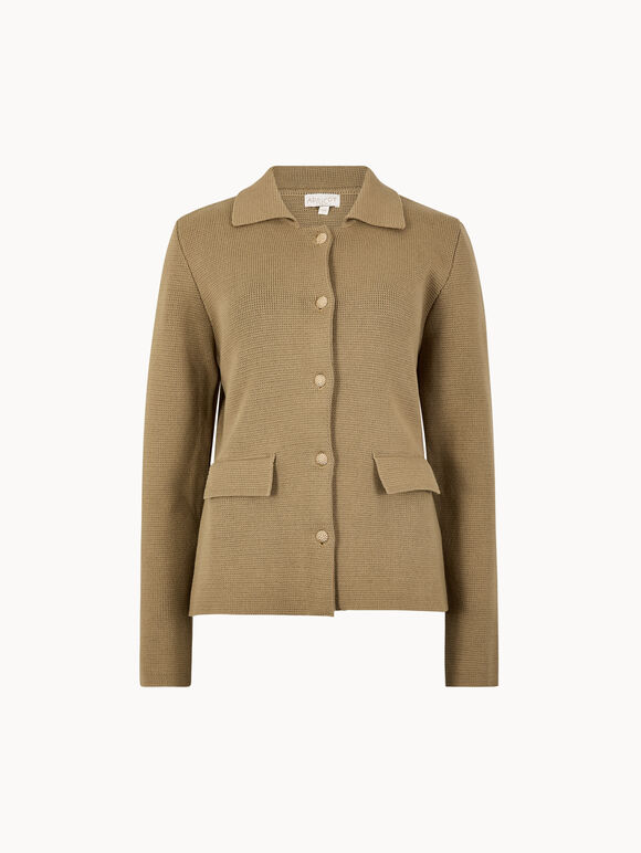 Cotton Knitted Jacket, Stone, large