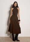 Roll Neck Knitted Tank Top, Brown, large