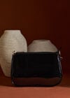 Patent Faux Leather Crossbody Bag, Black, large