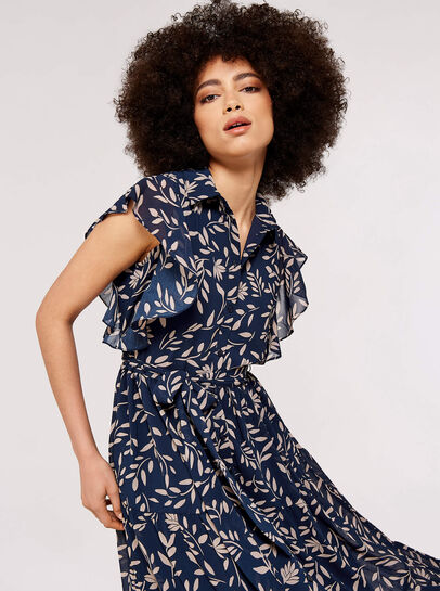 Ruffle Sleeve Midi Dress