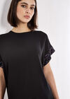 Sequin Trim Chiffon Layered T-Shirt, Assorted, large