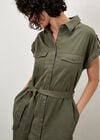 Cotton Slub Midi Shirt Dress, Khaki, large