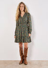 Ditsy Floral Shimmer Mini Dress, Green, large