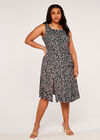 Curve Floral Pleat Slits Midi Dress, Green, large