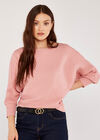 Ribbed Batwing Jumper, Pink, large