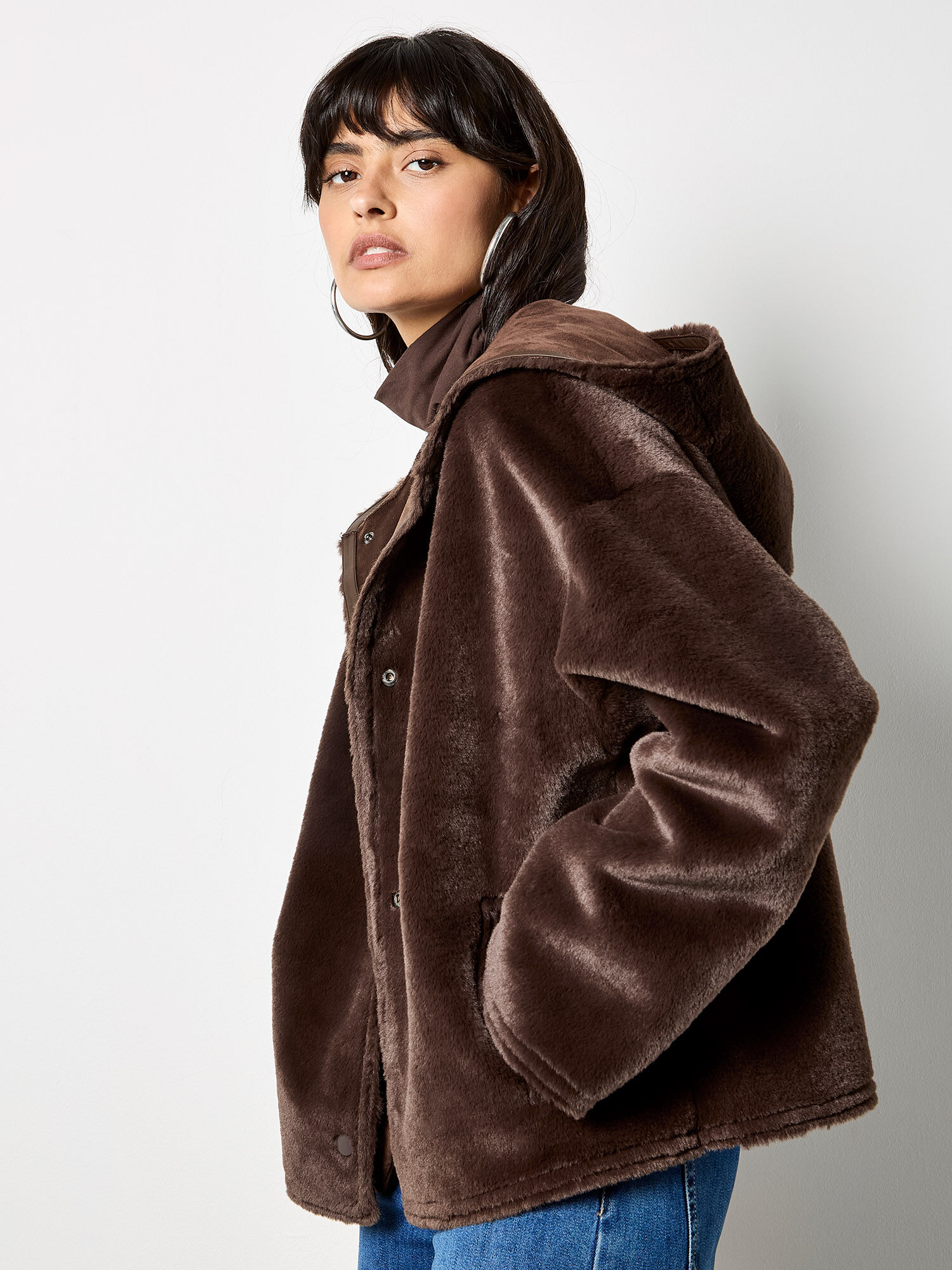 Reversible Faux Fur Suede Jacket | Apricot Clothing