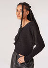Batwing Sleeve Studded Jumper, Black, large