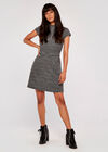 Dogtooth Squared Jacquard Dress, Black, large