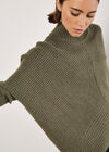 Chevron Knit Oversized Jumper, Khaki, large