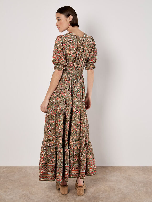 Sarasa Floral Maxi Dress, Khaki, large