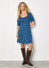 Floral Ruffle Milkmaid Mini Dress, Blue, large