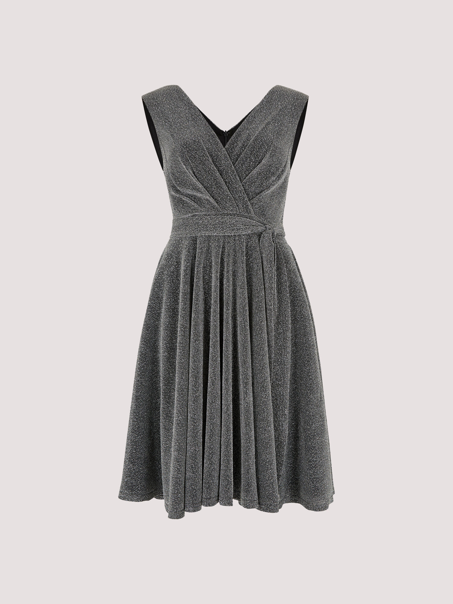 Metallic Pleat Skater Mini Dress | Apricot Clothing