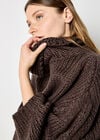 Chunky Knit Roll Neck Oversized Jumper, Brown, large