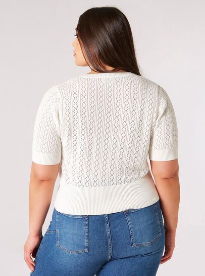 Curve Pointelle Knit Cardigan