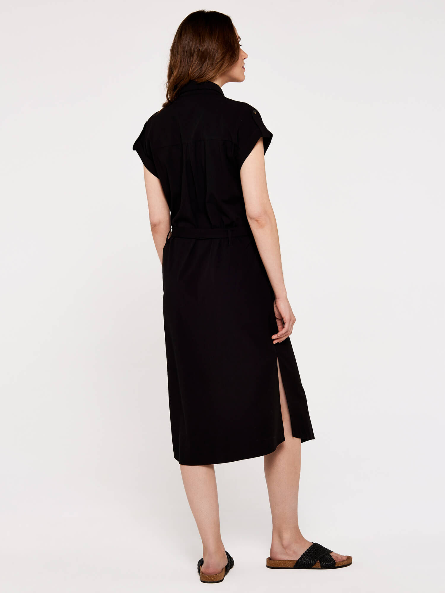 Utility Shirt Midi Dress Apricot Clothing