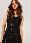 Beaded Tassel Dress, Black, large