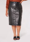 Curve Leather-Look Midi Skirt, Black, large