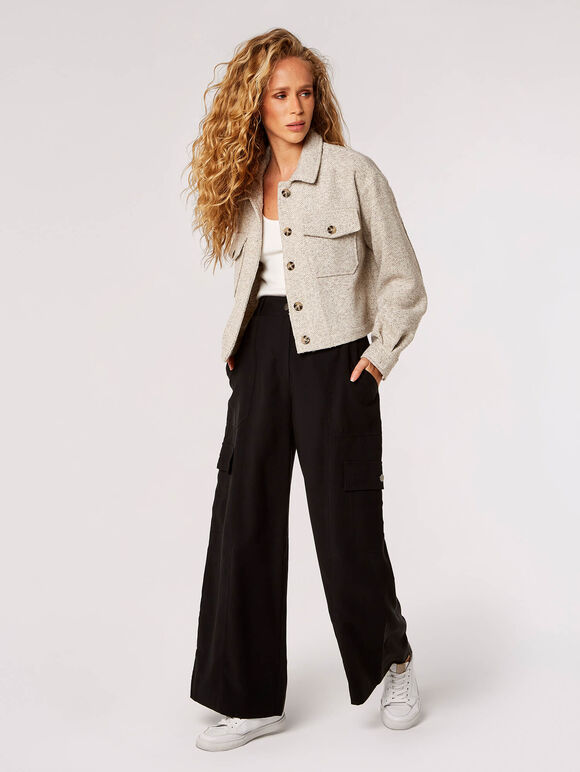 Woven Textured Shacket, Stone, large
