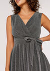 Metallic Pleat Skater Mini Dress, Light Grey / Silver, large