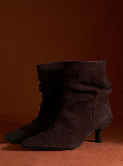 Slouchy Suede Kitten Heel Boots