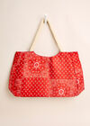 Printed Cotton Fabric Bag, Red, large