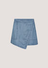 Denim Wrap Mini Skort, Blue, large