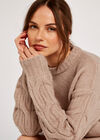 Cable Knit Jumper Dress, Stone, large