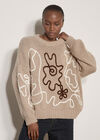 Oversized Cornelli Embroidered Jumper, Stone, large