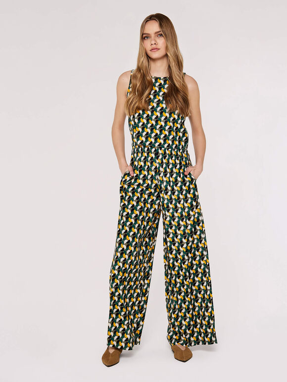 Khaki Geometric Print Co-ord Set, , large