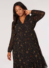 Curve Constellation Ruffle Midi Dress, Black, large