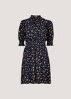 Ditsy Floral Ruffle Mini Dress, Navy, large