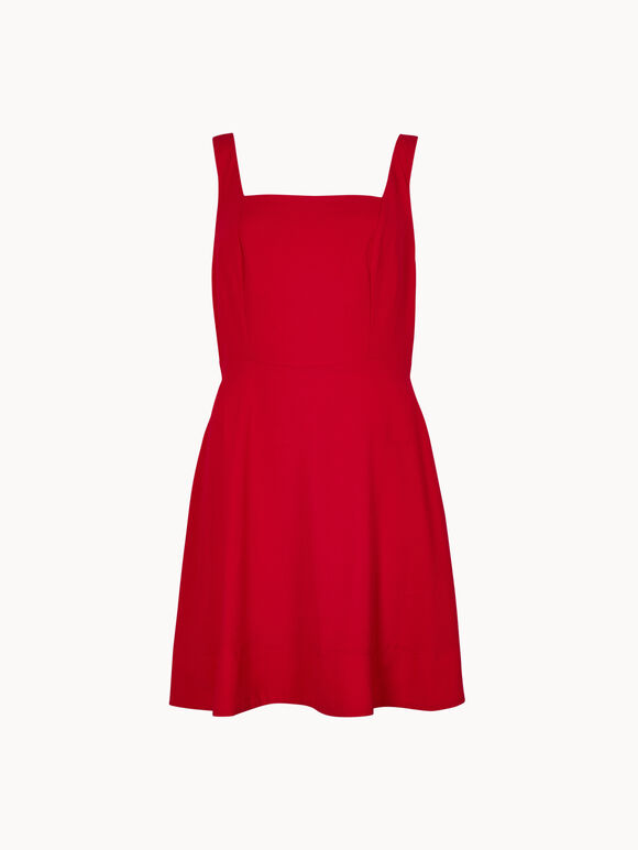 Crepe Fit And Flare Mini Dress, Red, large