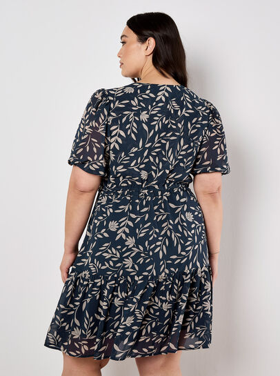 Silhouette Leaf Drawstring Mini Dress