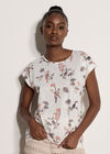 Parrot And Palm Print Slub T-Shirt, Coral, large