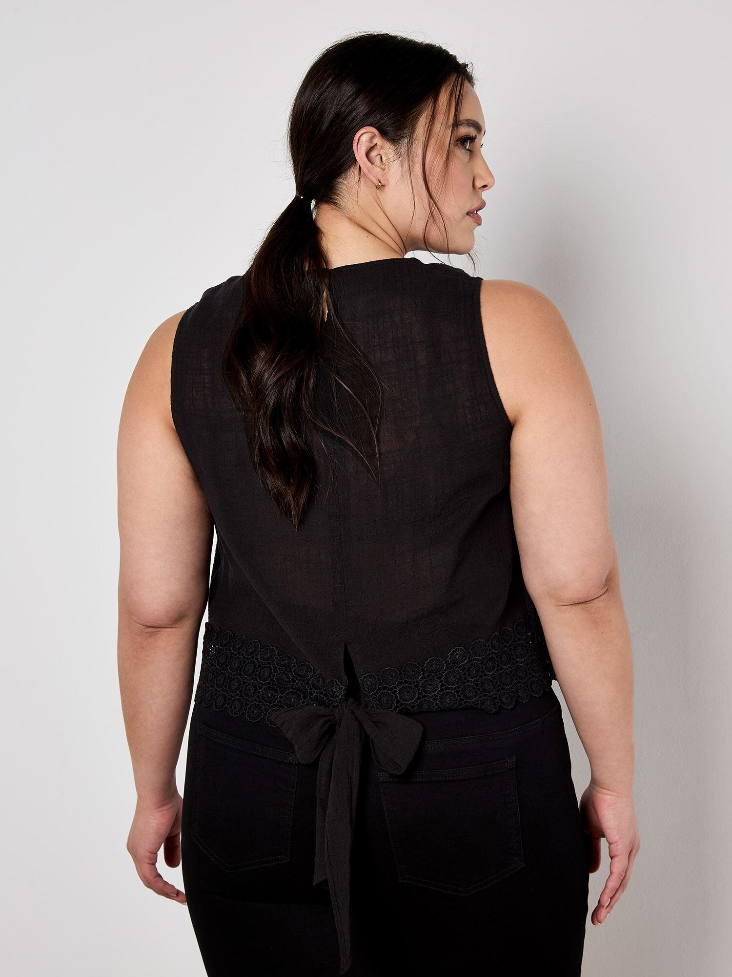 Cotton Lace Bow Top | Apricot Clothing
