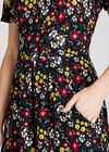 Black Ditsy Floral Print Dress, Black, large