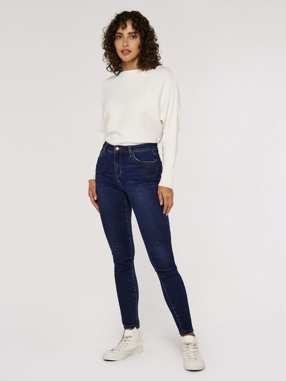 Mid-rise Skinny Jeans, Navy, large