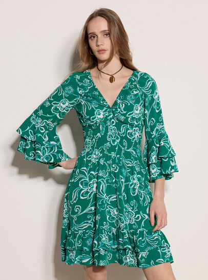 Floral Smocked Ruffle Mini Dress