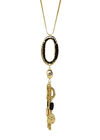 Gold Dangle Chain Oval Long Necklace, Gold, large