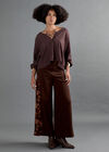 Floral Embroidered Wide-Leg Jeans, Orange, large