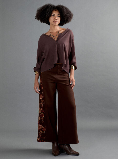 Floral Embroidered Wide-Leg Jeans