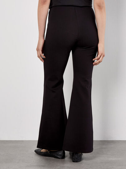 Button Detail Stretch Flare Trousers