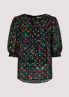 Gold Foil Paisley Top , Black, large